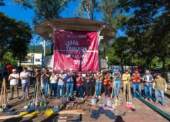 Daniela Griego cumple compromisos en las congregaciones con jornada de Tequio, en la Colonia Seis de Enero